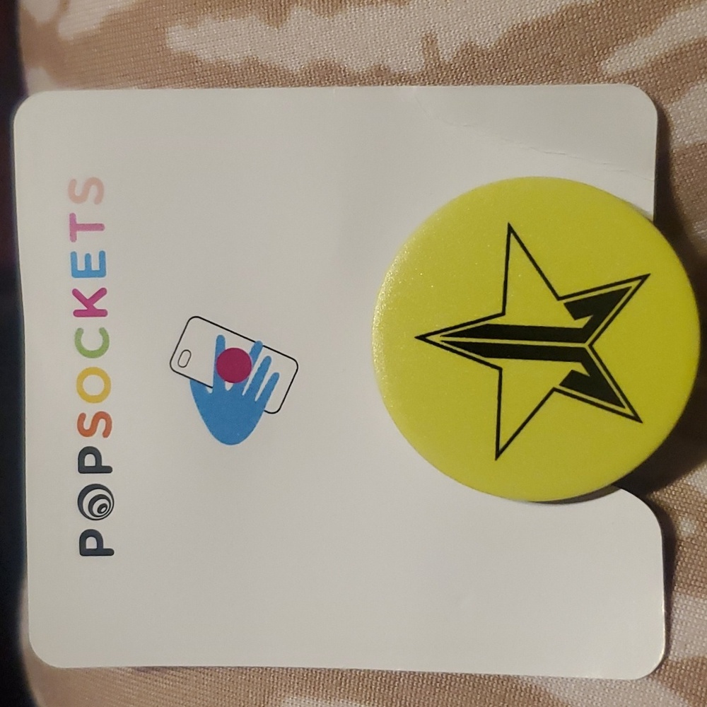 Jeffree Star pop socket monogrammed neon yellow/green. NWT.